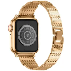 EKO Uhrenarmband Edelstahl Strass Gold (22 mm, Edelstahl), Uhrenarmband, Gold