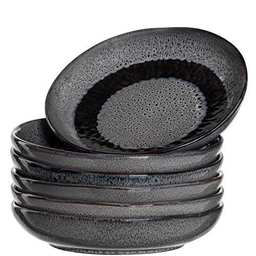 Leonardo Matera Set van 6 pasta bowls, keramiek, antraciet/grijs, Ø 20,7 cm