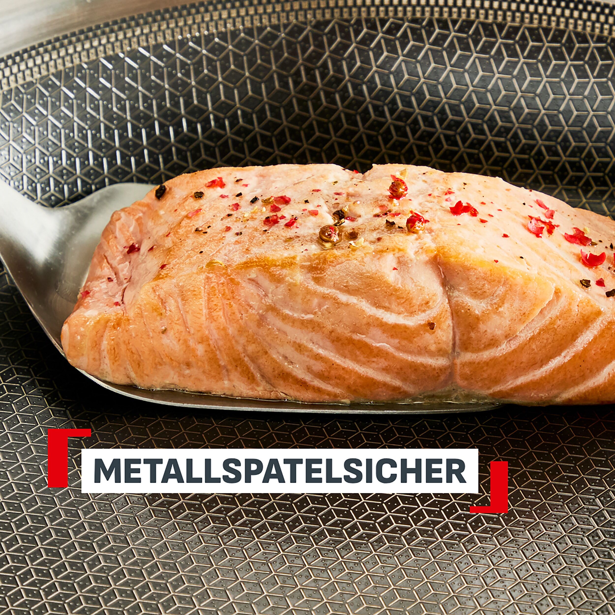 Wok TEFAL "Master Mesh", silber (edelstahl), B:29,8cm H:10,7cm L:48,4cm Ø:28cm, Pfannen, Wok, HybridMesh-Technologie, ultimatives Anbraten, tiefe Form