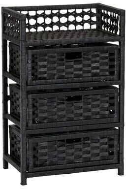 Value Selection Woven 3 Drawer Storage Chest With Paper Rope Drawers And Top Shelf black