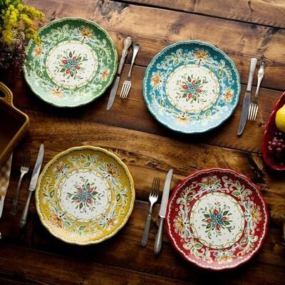 Certified International Provence Dinner Plates Multi Earth Set of Four, Set of Four, Multi Earth