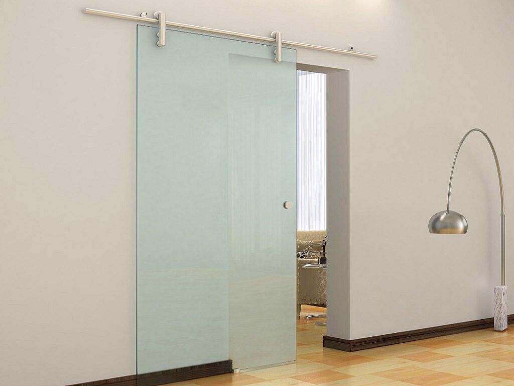 Unique Puerta corredera CLEAVER con sistema de aplique - 205x83 cm - Cristal templado