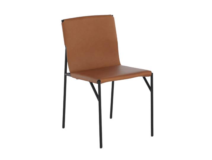 HORM chaise TOUT LE JOUR (Naturel - métal verni noir et cuir cuir pleine fleur)