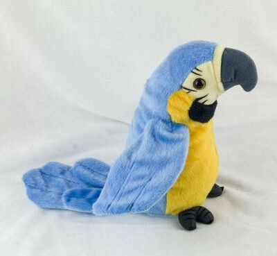 Tiny Tots Teens Trends Talking Macaw Parrot Plush Toy Interactive Voice Recording Bird Gift blue