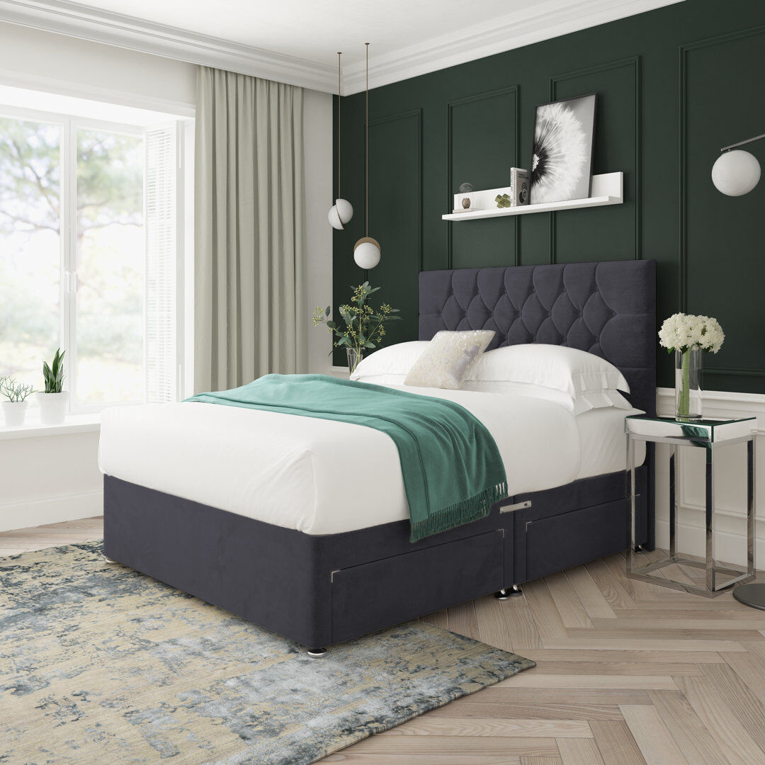 JC Beds Ltd. Upholstered Divan Bed Black Double (4'6)