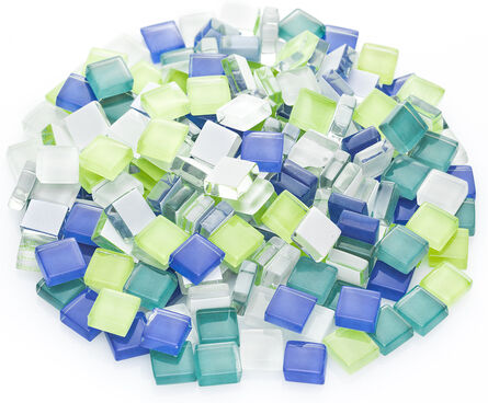 Softglas-Mosaik, Blautöne, 10 x 10 mm, 200 g