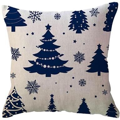 Retailers Go Blue Snowflake Tree Merry Christmas Cushion Cover, Winter Holiday Pillow For Sofa, Porch, And Home Decoration style 1 40x40cm