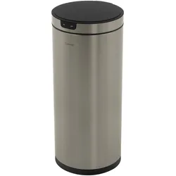 MÜLLEIMER mit Sensor 40L rund aus Edelstahl Silber