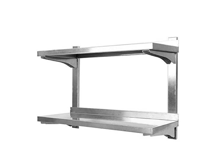 Supfine Catering Wandbord Wandregal aus Edelstahl 304, Küche Wandregal 2 Ablagen, Wandboard für Küche und Bad, 40KG, Höhenverstellbar