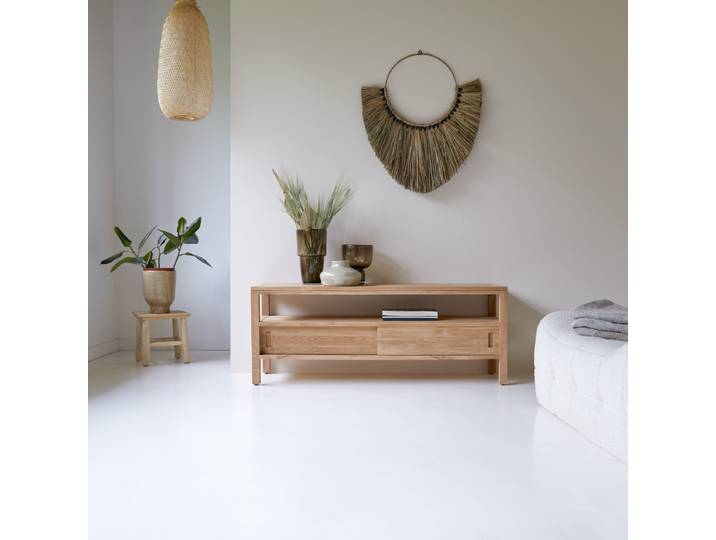 TV Schrank TV Unterschrank Board aus Teak 130 cm natürliches Teakholz - Natur