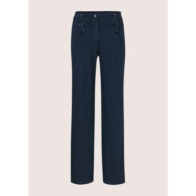 Stoffhose MADELEINE "Hose Weite Hose im Marine-Stil", Damen, Gr. 22, blau (marine), Modern, weit, Hosen Stoffhose