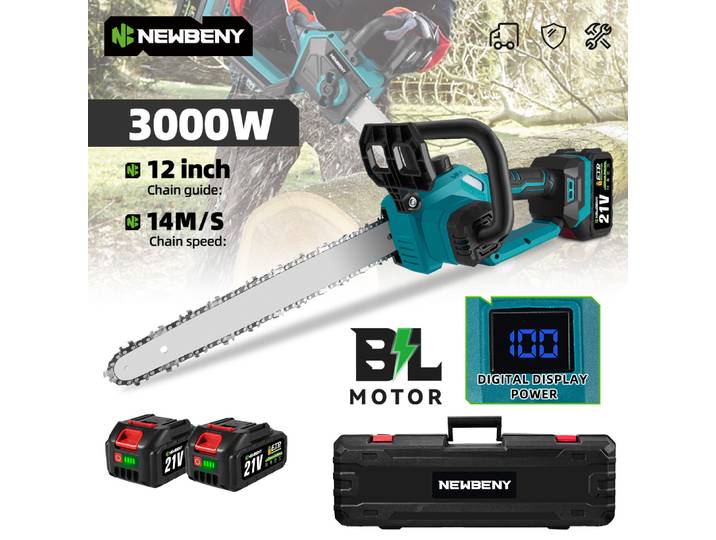 NEWBENY 12 pouces 3000W tronçonneuse électrique sans brosse scie à bois taille outil électrique de jardin pour Makita 18V batterie broche