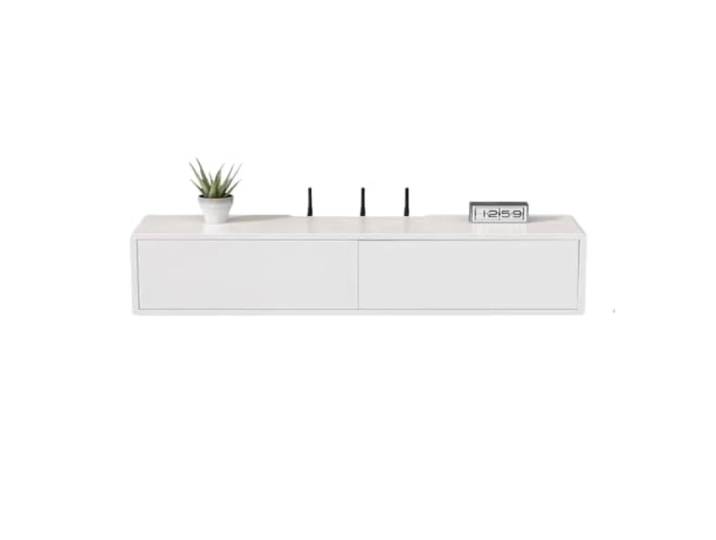 ROSEEONNE Wandmontierter schwebender TV-Ständer, Hochglanz-Medienkonsole Mit 2 Soft-Close-Schranktüren, wandhängendem TV-Schrank mit Kabelloch
