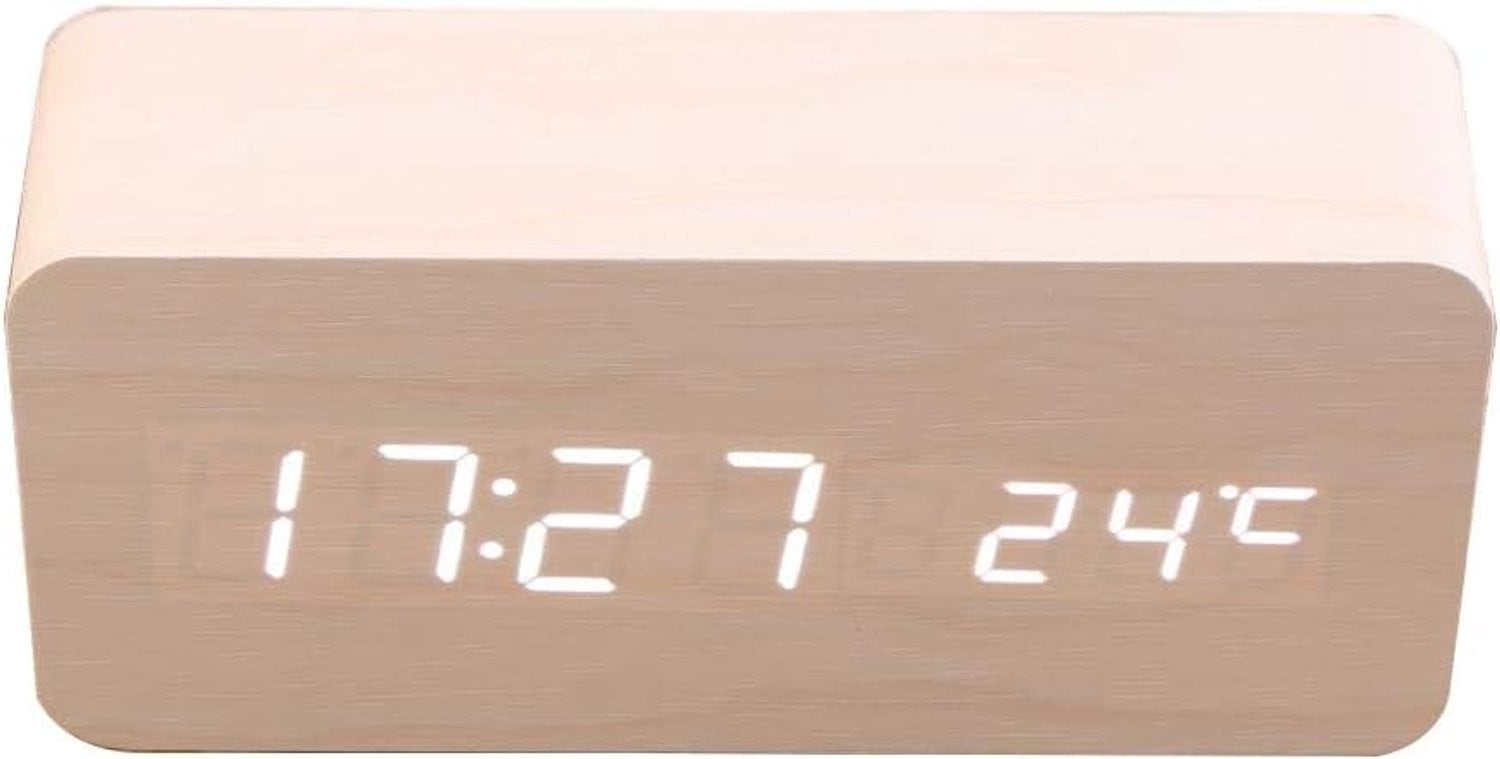 Digitale Houten LED Weergegeven Alarmklok met USB Voeding en Temperatuurweergave voor Thuis en Kantoor
