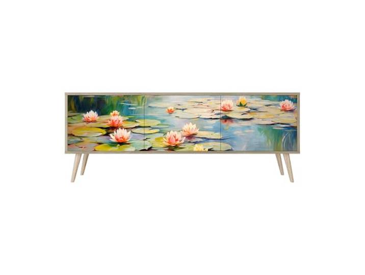 Healancy Biomedical TV Schrank mit Türen - Kommode - Fernsehschrank - Lowboard - Fernsehtisch - Wohnzimmer Möbel - Board mit Stauraum - Tisch - Sideboard - Fernsehrregal Riva-Eiche