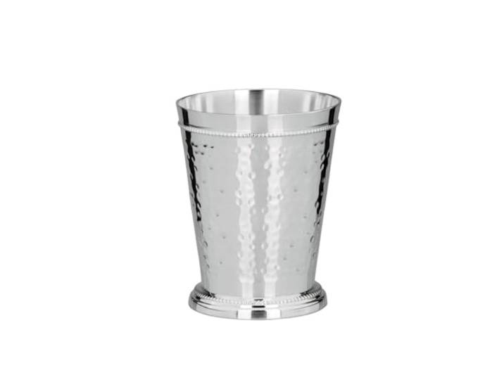 SILBERKANNE Becher Frankfurt Versilbert 11 cm 250 ml Gehämmert mit Perlrand Premium Silver Plated Trinkbecher Anlaufgeschützt Edel