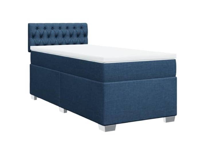 PUGYNBK Boxspringbett, Blau, 90 x 200 cm, mit Matratze Lattenrost mit Kopfteil, stabile Beine, Lattenrost, abnehmbarer Bezug