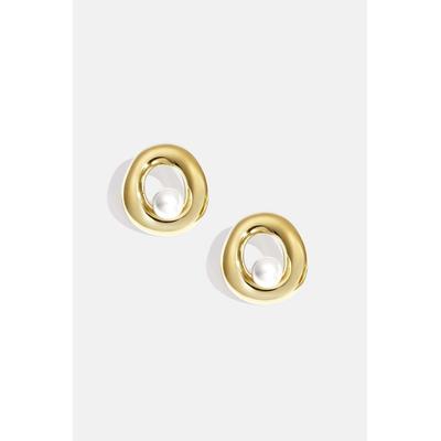 Paar Ohrstecker ADELIA´S "LIVAYA Ohrringe Ohrstecker mit Kreisdesign aus Edelstahl", Damen, Gr. Damen, Edelstahl, gold (goldfarben), Ohrringe, Modisch durch das markante Kreisdesign mit Kugeldetail