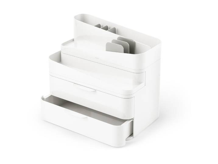 Make-Up Organizer UMBRA Glam Grau/Weiss, Recycled Kunststoff , grau (grau, weiß), B:18cm H:25cm, Kunststoff, Kosmetikaufbewahrungen, Make-Up Organizer
