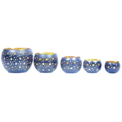 Windlicht-Set Star blau 5 Stück