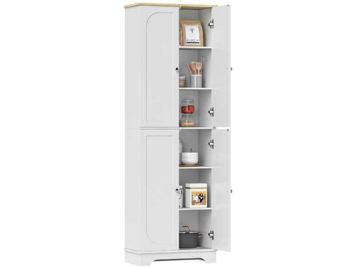 Homcom Meuble de cuisine auxiliaire avec 4 portes et étagères réglables pour salle à manger et salon 60 x 30 x 183 cm Blanc