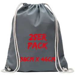 Texxilla Turnbeutel Mehrpack mit robusten Zugbändern, Stahlgrau, stahlgrau