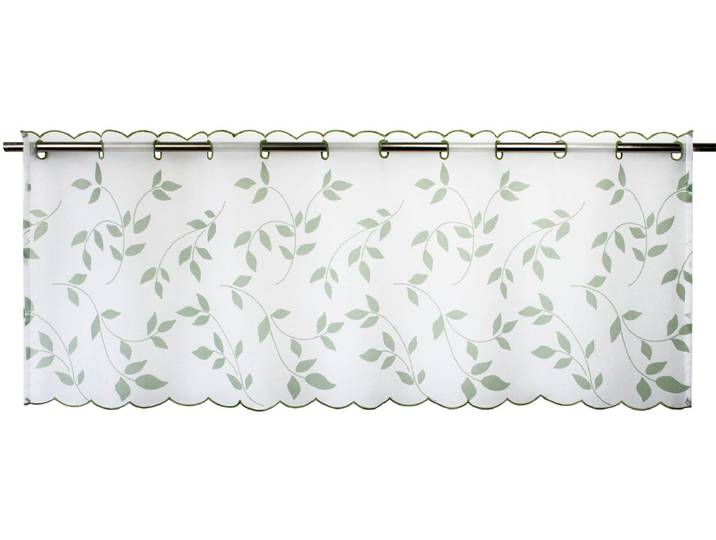 Scheibengardine DELINDO LIFESTYLE Blätter Gr. 2, weiss (weiß), B:115cm H:45cm, Voile, Polyester, Gardinen, Scheibengardine, mit Stangendurchzug für die Küche