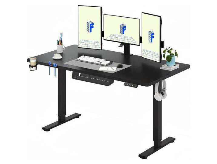 FlexiSpot Bureau Assis Debout Électrique 180x80cm Bureau Réglable Table d'ordinateur avec Crochet Fonction Mémoire Noir