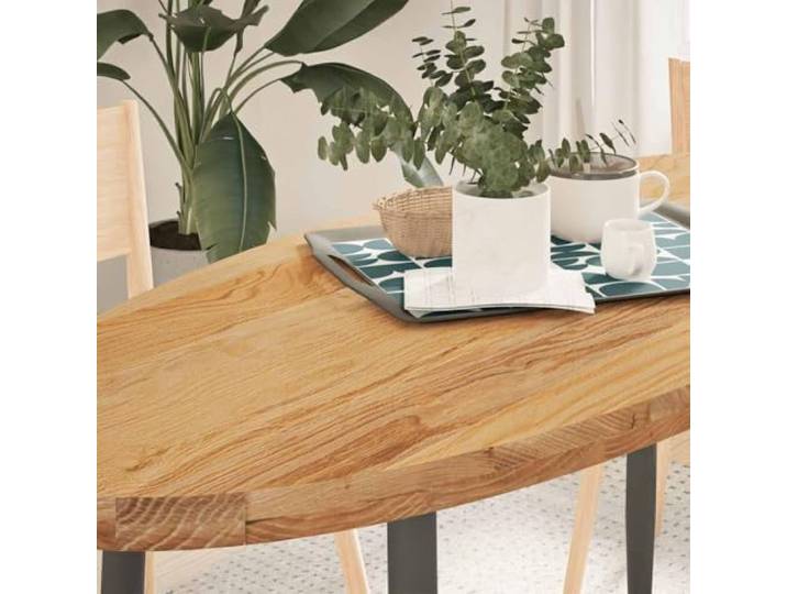 HEFZGDB Massivholz Eiche Tischplatte Hellbraun 140x60x4 cm Oval für Couchtisch Beistelltisch Stehtisch Robustes Naturholz mit glatter Oberfläche Vielseitige Möbelplatte