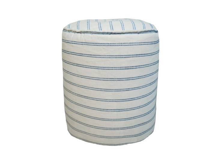 Tabouret déhoussable repose pieds en lin rayé beu