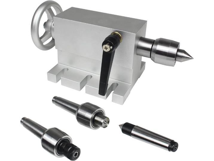 Contre-pointe MT2 avec 4 têtes remplaçables Tour à métaux mobile 65 mm pour CNC 4h Axe Accessoires de tour à métaux Pièce