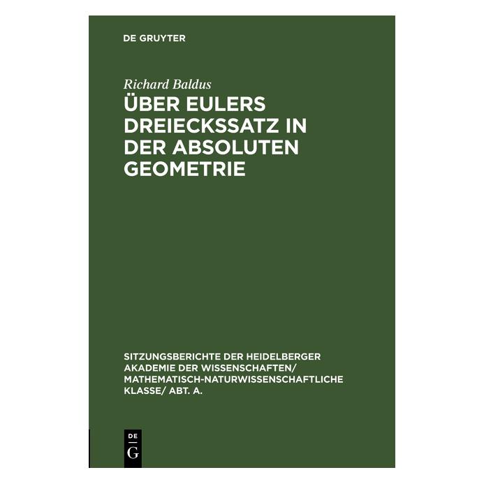 De Gruyter Baldus:Ãber Eulers Dreieckssatz in der (Deutsch, Hardcover, Richard Baldus) (67769482)
