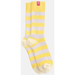 Derbe Socken Basic Knit Striped Beige Gelb Gestreift