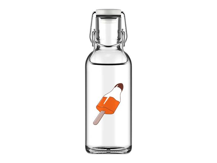 Flasche Rakete, Fill Me, schwarz/transparent/gold, Glas