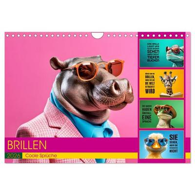 BRILLEN - coole Sprüche (Wandkalender 2026 DIN A4 quer), CALVENDO Monatskalender