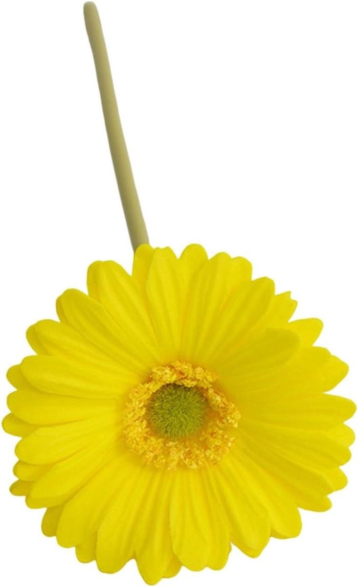 Realistische gele kunstbloem Gerbera zijden tak voor bruiloft decoratie, Hoogte: 30 cm