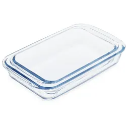 Relaxdays 2er Auflaufform Set aus Glas Transparent