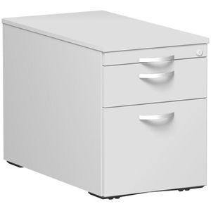 Geramöbel Rollcontainer Flex, aus Holz, lichtgrau, mit 2 Schubladen und Hängeregistratur, abschließbar