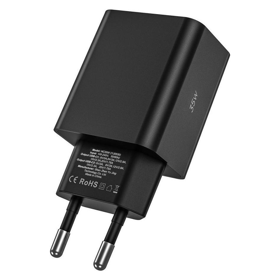 Tech-Protect C35W mains charger 2x USB-C PD 35W - white (35 W, 2 Ports) (23901-0)