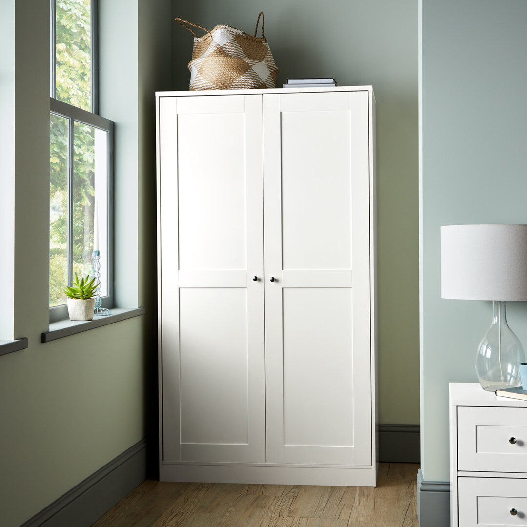 Marlow Home Co. Merrigan 2 Door Wardrobe White 180cm H X 100cm W X 50cm D