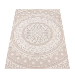 KADIMA DESIGN Teppich Kurzflor Mandala Wohnzimmer schmutzabweisend Sand Läufer 60x100 | 100% Polypropylen, Rücken aus Polypropylen | pflegeleicht