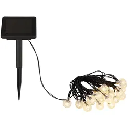 Solarlampe Lichterkette schwarz Außenleuchte LED Dekolicht Terrassenlampe, Kugeln wetterfest Akku 6-8m, 20x LED 2700K warmweiß, DxL 1,8x280 cm
