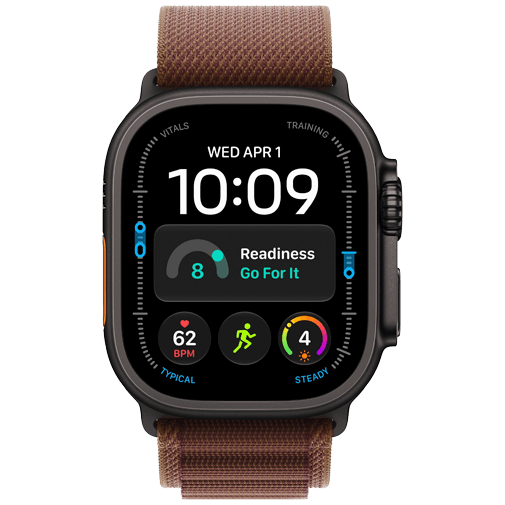 Apple Watch Ultra 4 49mm Schwarz (Rode Textiel Armband M)