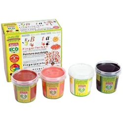 Fingerfarben - Orange, Braun, Weiß, Schwarz
