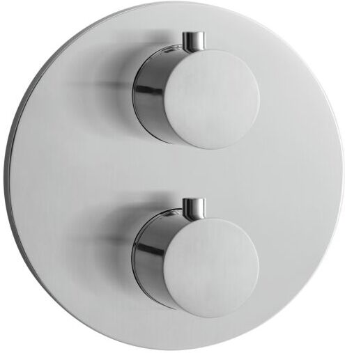 Herzbach Design iX Fertigmontageset 17.500550.1.09 Edelstahl gebürstet, Unterputz-Brause-Thermostat round