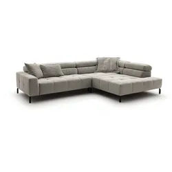 ECKSOFA MIT MOTORISCHEM SITZVORZUG OHIO Silber Cord Relaxfunktion