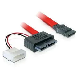 DeLOCK Cable SATA Slimline female + 2pin power > SATA SATA-Kabel 0,3 m Rot