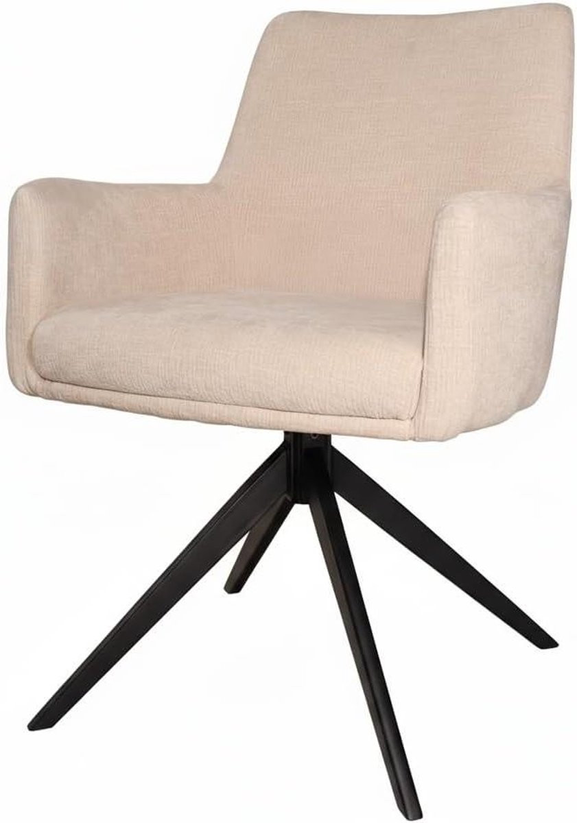 Draaibare eetkamerstoel met armleuningen in beige