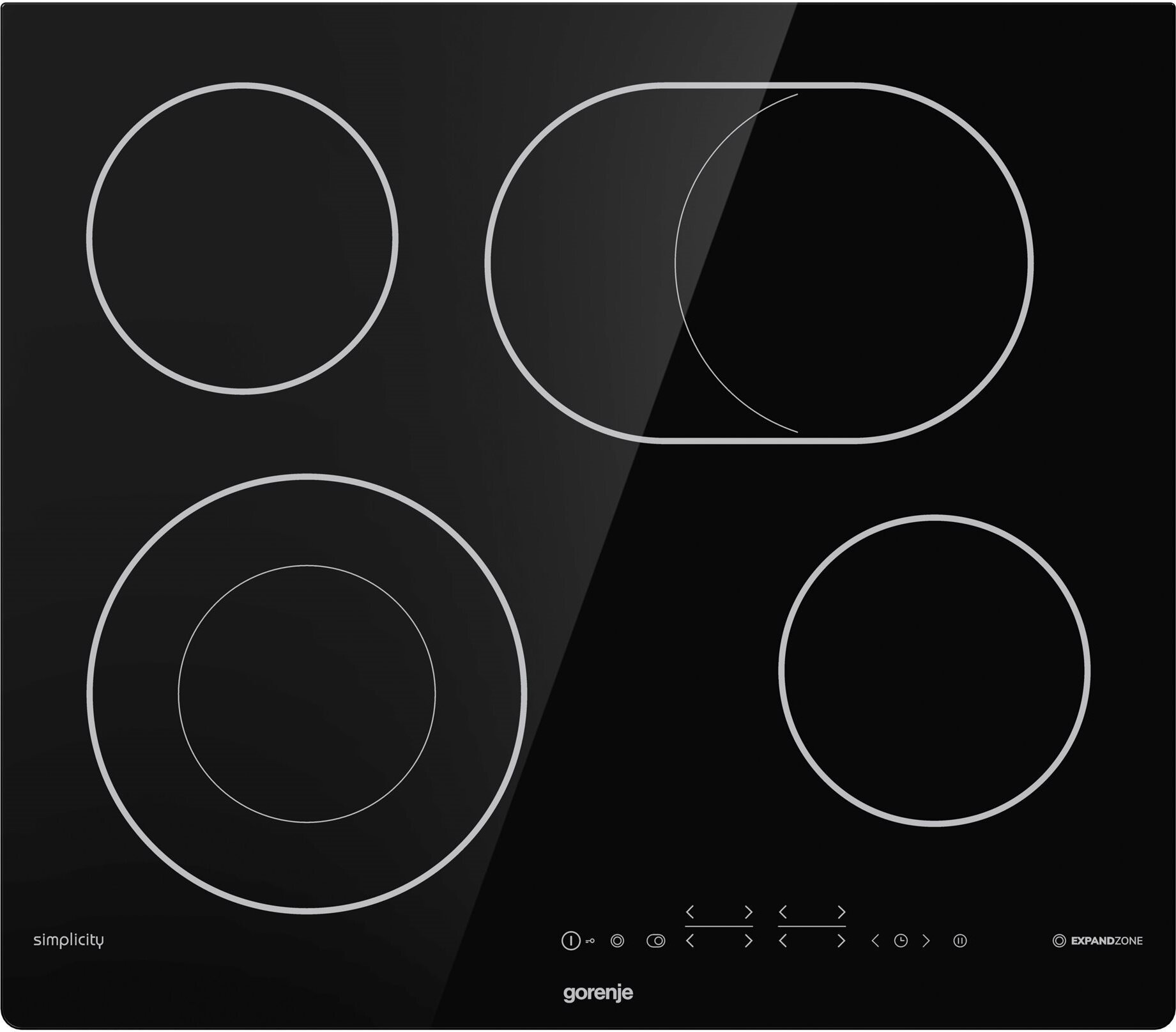 Gorenje ECT643SYB, Schwarz, Integriert, Keramik, Glaskeramik, 4 Zone(n), 4 Zone(n)