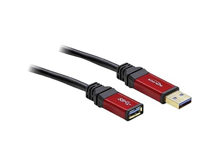Delock USB-kabel USB 3.2 Gen1 (USB 3.0 / USB 3.1 Gen1) USB-A Stekker, USB-A Socket 2.00m Rood, Zwart